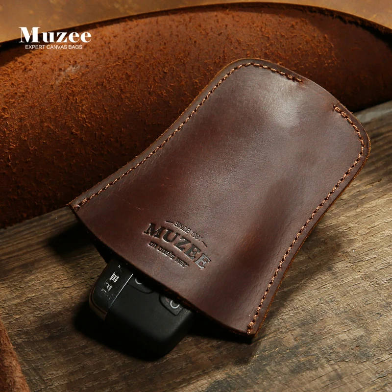 

MUZEE Genuine Leather Keychain Men Women Wallet Cow Split Car Key Bag Wallet Hanging Multi-Function Key Holder