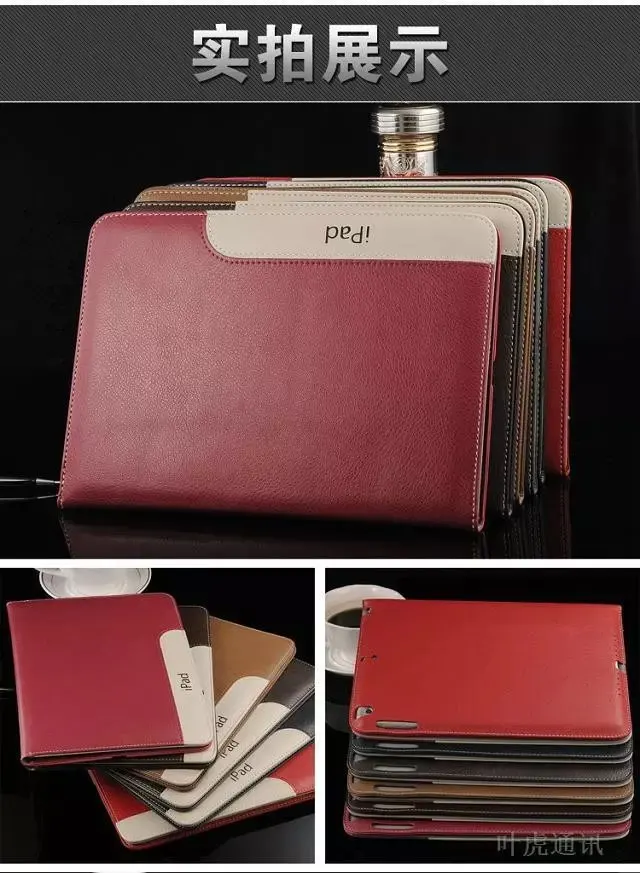 

Ultra Thin genuine Leather Case Cover Stand for iPad Air 2 iPad 6 Protective Case For Apple iPad6 ipad Air2 Flip with stand