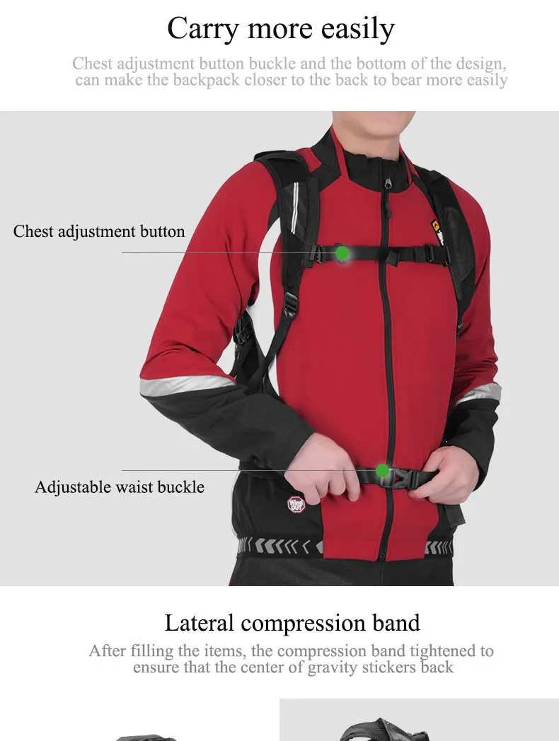 Best Rockbros Outdoor Sports Bicycle Backpack Ultralight Cycling Shoulders Storage Pack Climbing Travel Rucksack Nylon Bike Bag 9
