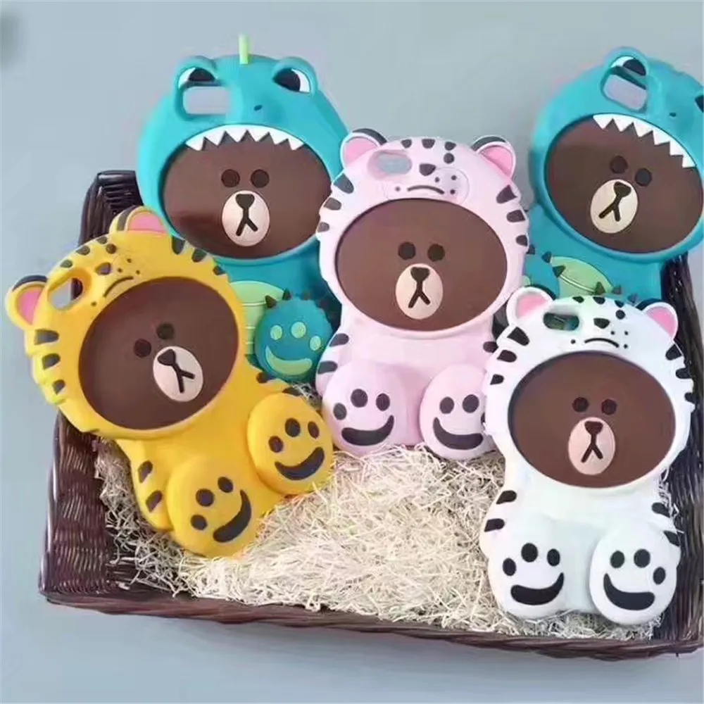 

2017 New 3D Lovely Cute Bear Coque Case For iphone 7 7plus,Soft Silicone Phone Back Cover For iPhone 5 5S SE 6 6S plus Case+Gift