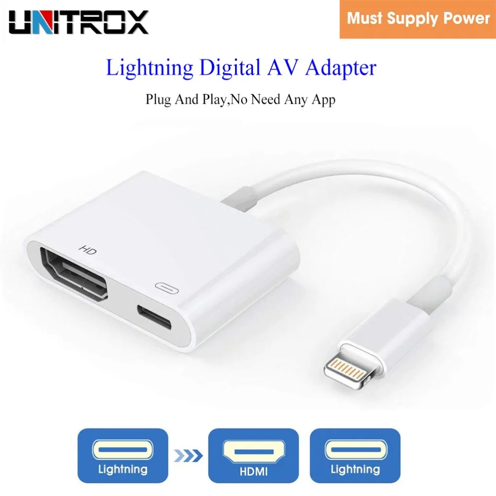 

8Pin HDMI Cable Charge Adapter For Lightning to Digital AV 4K Connector Up To 1080P HD For iPhone X/8/6/6S/7/7P/5S iPad Air/iPod