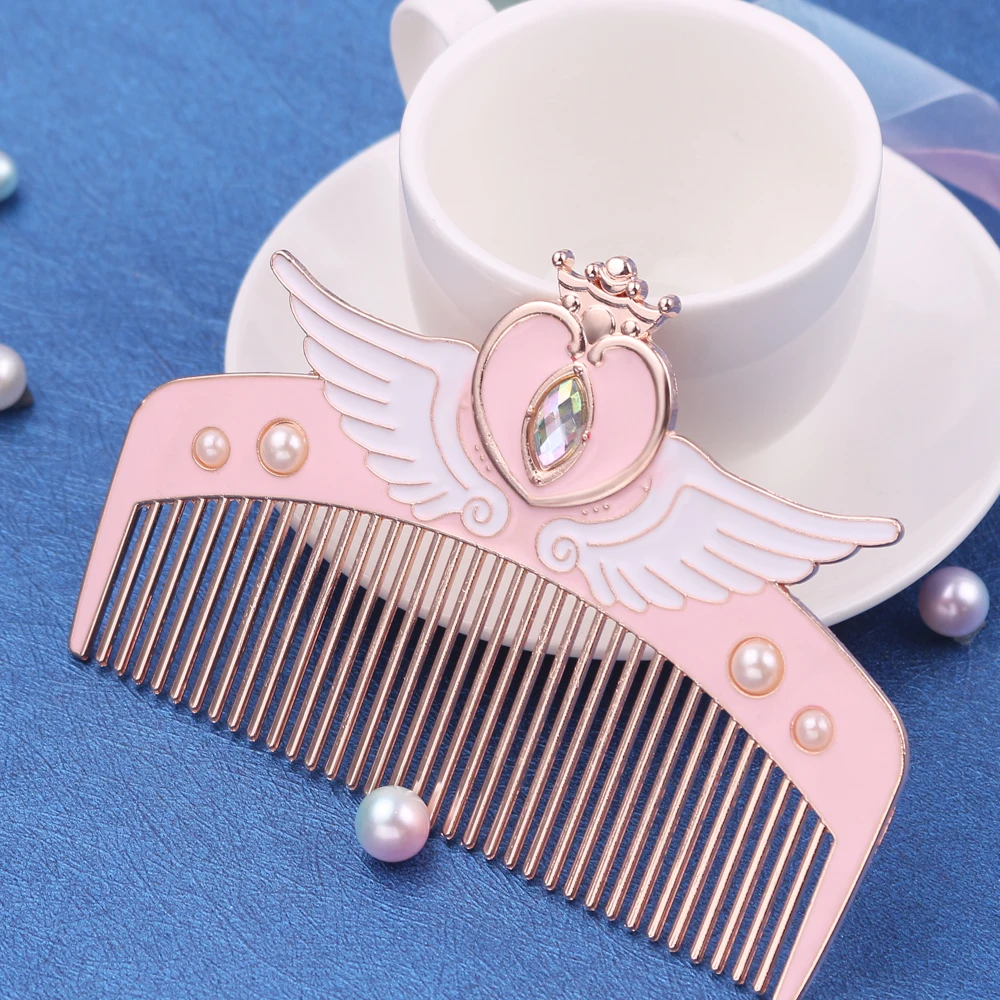 

Free Shipping Anime Sailor Moon Comb Cosmetic Beauty Styling Hair Brush Styling Tool Metal Makeup Comb Crown Heart with Crystal