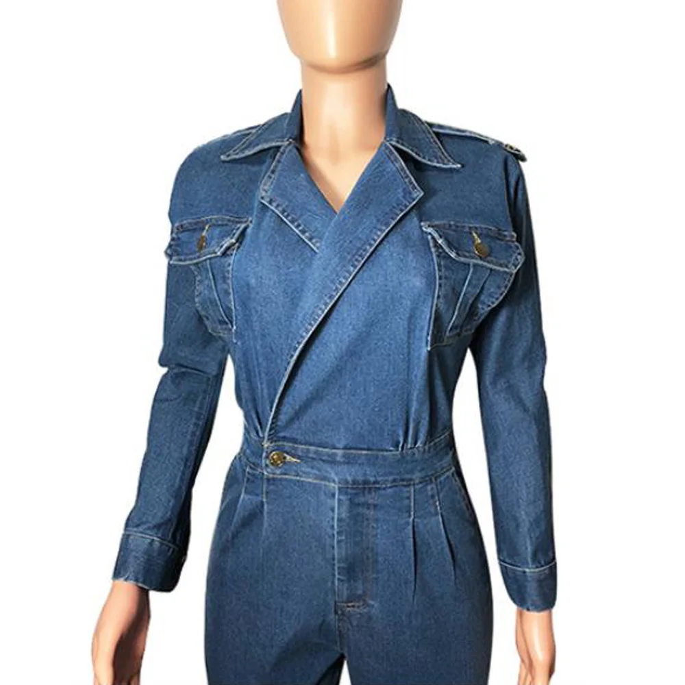 Женский комбинезон на весну и осень синие модные женские Клубные вечерние