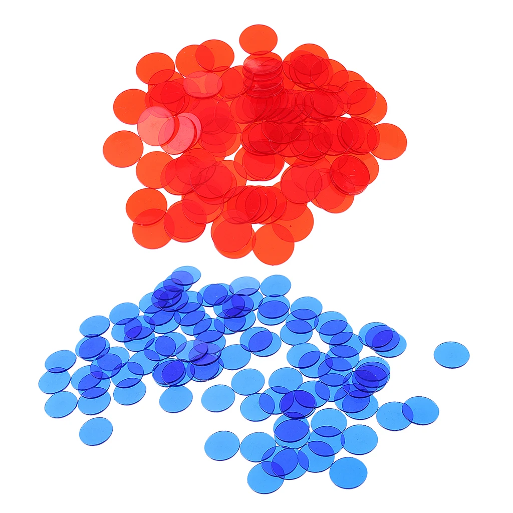 Perfeclansports Store-200 Pieces Translucent Bingo Chip 3/4 Inch for Bingo Game Cards Red& Blue