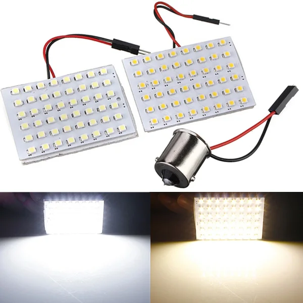 Горячая 48 SMD 1210 светодиодный панель холодный белый теплый белый авто Купол Карта светильник с адаптером 1156 BA15S DC12V