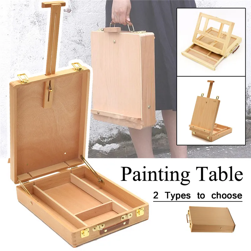 Kaufen Künstler Staffelei Kunst Zeichnung Malen Liefern Holz Tisch Versenkbare Box Bord Desktop Koffer Malerei Hardware Kunst Liefert