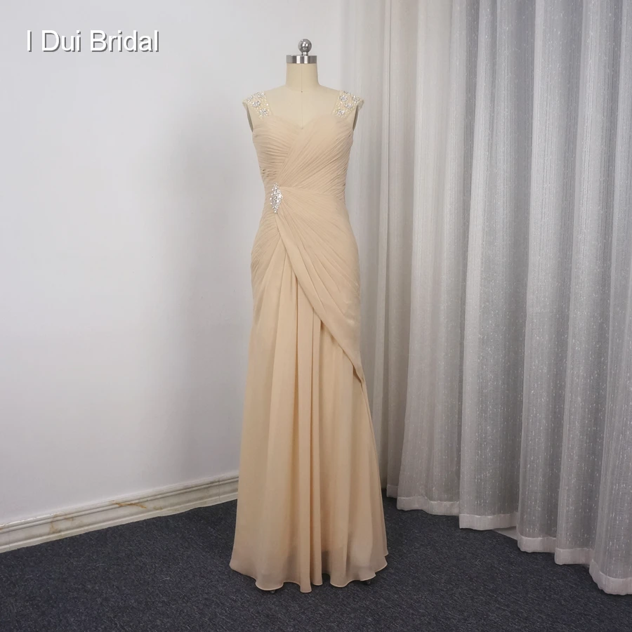 Beaded Cap Sleeve Chiffon Mother of the Bride Dresses Pleated Crystal Cheap Formal Wear Party Dress 201700587 | Свадьбы и торжества