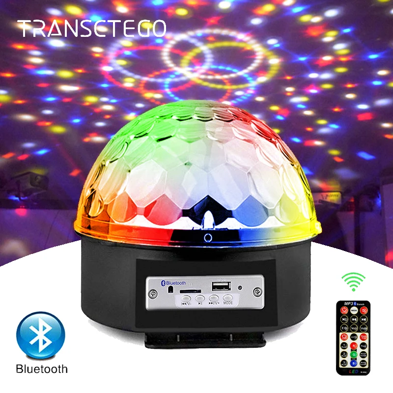 9 الألوان بلوتوث MP3 مصباح LED قرصي الكرة كشاف إضاءة للحفلات الدورية مصباح منصة DJ العارض الليزر الموسيقى اللعب Soundlights ديسكو مصباح