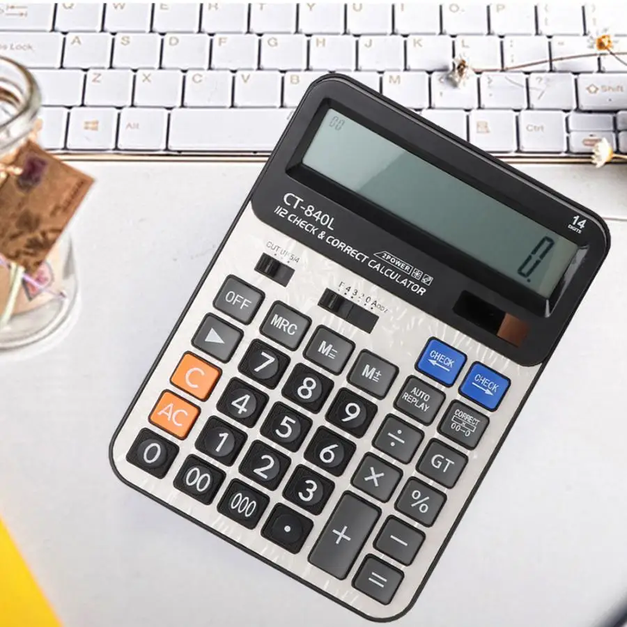 

14 Digits Dual Power Drive Solar Power Electronic Calculator with Back to Check Function portable scientific