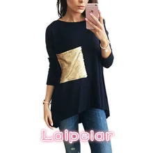 Nice brief T-Shirts Women's Asymmetric O Neck Long Bottoming Tunic T Shirts with Sequined Tshirts Top Plus Size Tee Top LX101 Nice brief T-Shirts Women's Asymmetric O Neck Long Bottoming Tunic T Shirts with Sequined Tshirts Top Plus Size Tee Top LX101