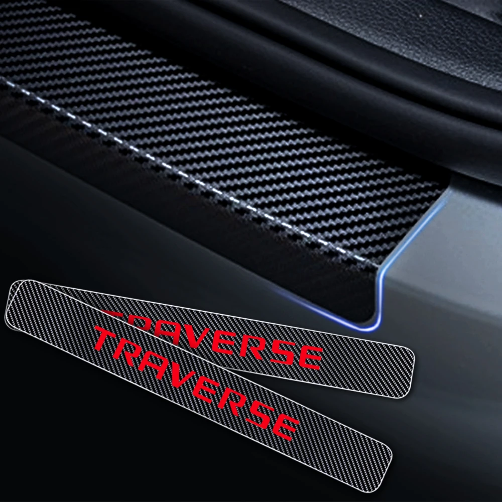 Protetor para Chevrolet Fibra de Carbono Adesivo de Carro do Peitoril da Porta da Placa do Scuff Estilo do Carro Porta Passo Traverse 4d Vinil Auto Peças 4 Pcs 23 Cheap Adesivos para carro
