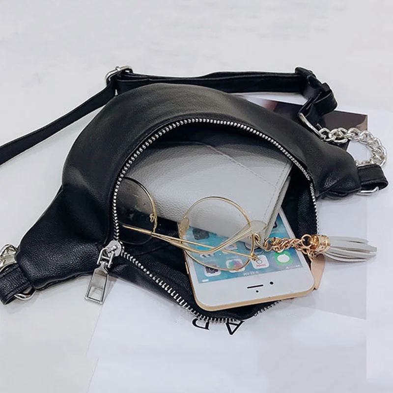 2019 Женская поясная сумка PU Fanny Pack для девочек белая поясная сумка Противоугонная Женская поясная сумка черный маленький кошелек для ключей