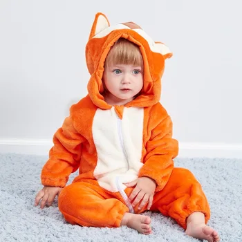 

Animal Cartoon Fox Romper Baby Girl Clothes New Born Baby Clothes Winter Flannel Jumpsuit Overalls For Newborns Toddler Outfit
