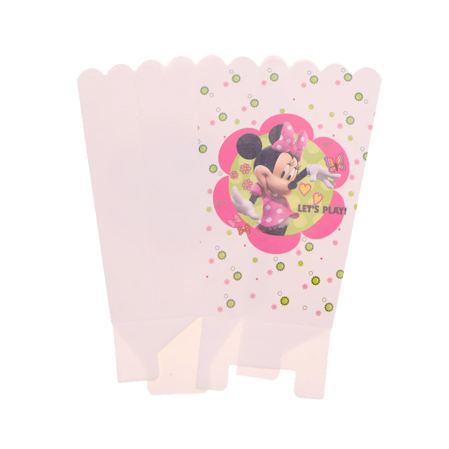 

6pcs disposable tableware paper popcorn minnie mickey mouse birthday Christmas wedding Decor Kids Baby Shower Party Supplies