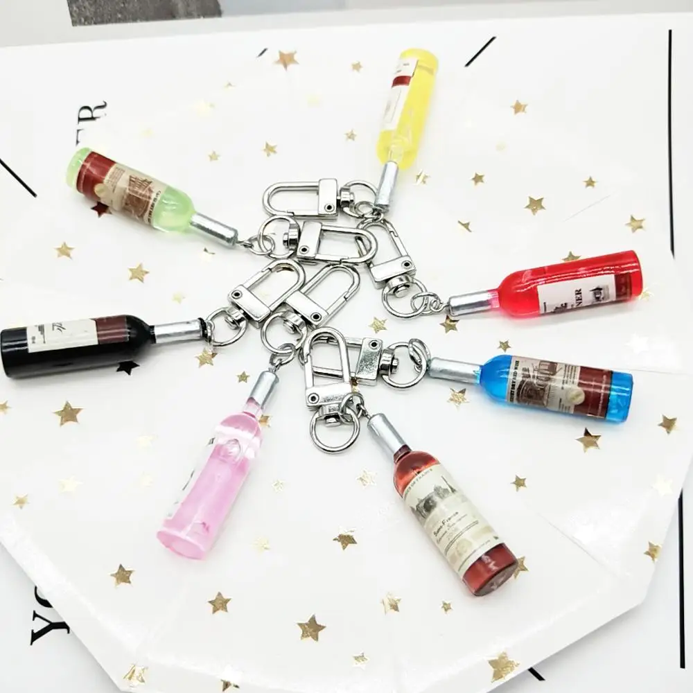 

YOUYANG Simulation Red Bottle Key Ring Mini Key Chains men and women Car keychain pendant bag hanging accessories