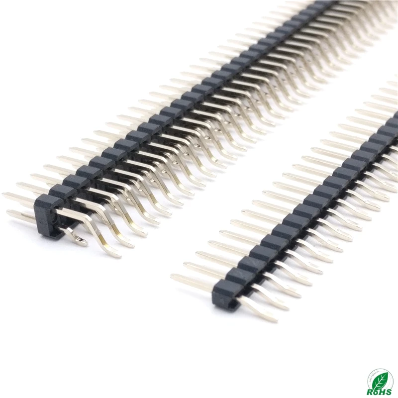 2x40pin fileira única dupla, ângulo reto, 90