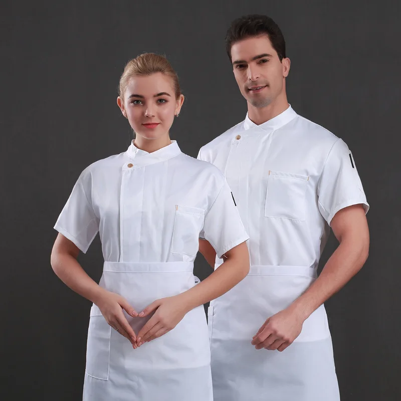 

Women Men Short-sleeve Chef Service Breathable Work Wear Chef Jacket Catering Restaurant Baking Uniform Cooking Clothes