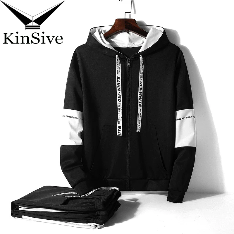

Fashion Two Piece Sets Men Casual Tracksuit 2018 Male Zip Sweatshirt+Pants Track Suits Man M-3XL Joggers Hoodies Set Sweatsuit