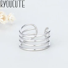 Панк Ретро Настоящее 925 пробы Серебряное многослойное большое кольцо для женщин богемное винтажное массивное ювелирное изделие античное большое кольцо на палец