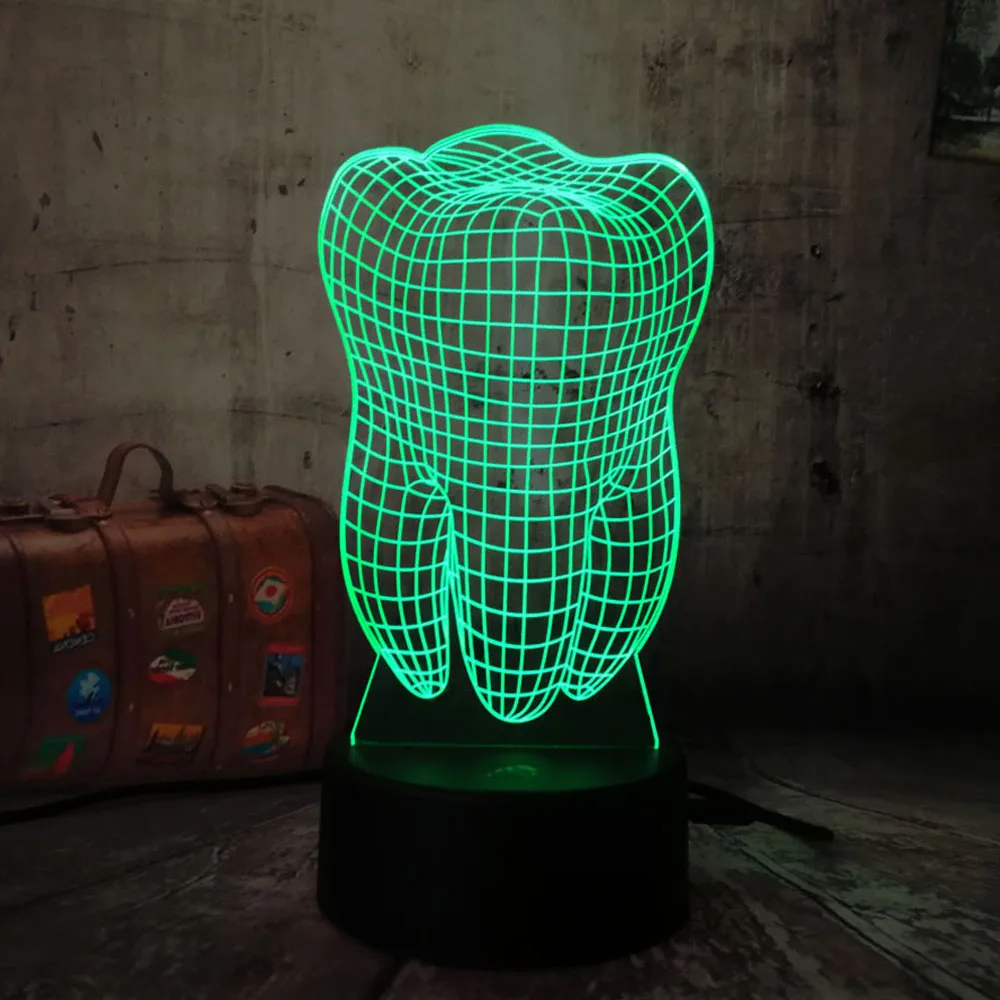 New 3D Tooth Teeth LED Night Light Colorful Kids Baby Bedroom Atmosphere Touch Table Cool Lamp Children's Day Christmas Gift