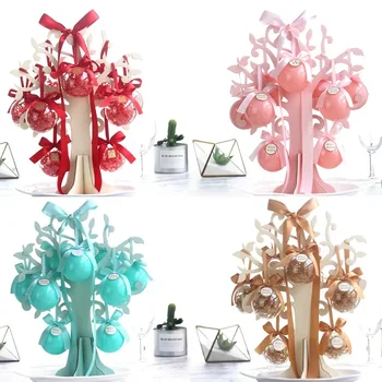 

10pcs lot DIY Plastic Round bridal shower party candy box Chocolate holders favor boxes wedding