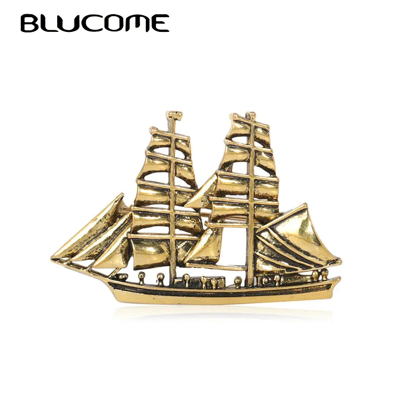 Винтажная форма парусника Blucome броши для женщин мужчин детей подарки золотого