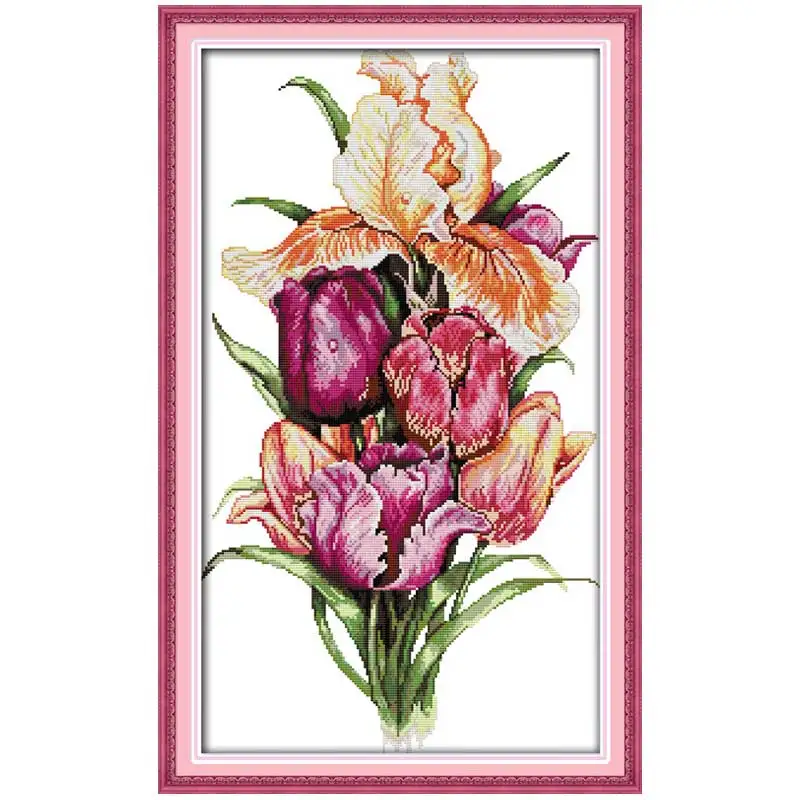 Noble tulips Patterns Counted Cross Stitch 11CT 14CT Cross Stitch Set