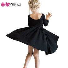 Chifuna Mode D’été Filles Robe Solide À Manches Longues 1-4ans Enfants Robes pour les Filles Bébé Costume 2017 Printemps Nouvelle Princesse Robe