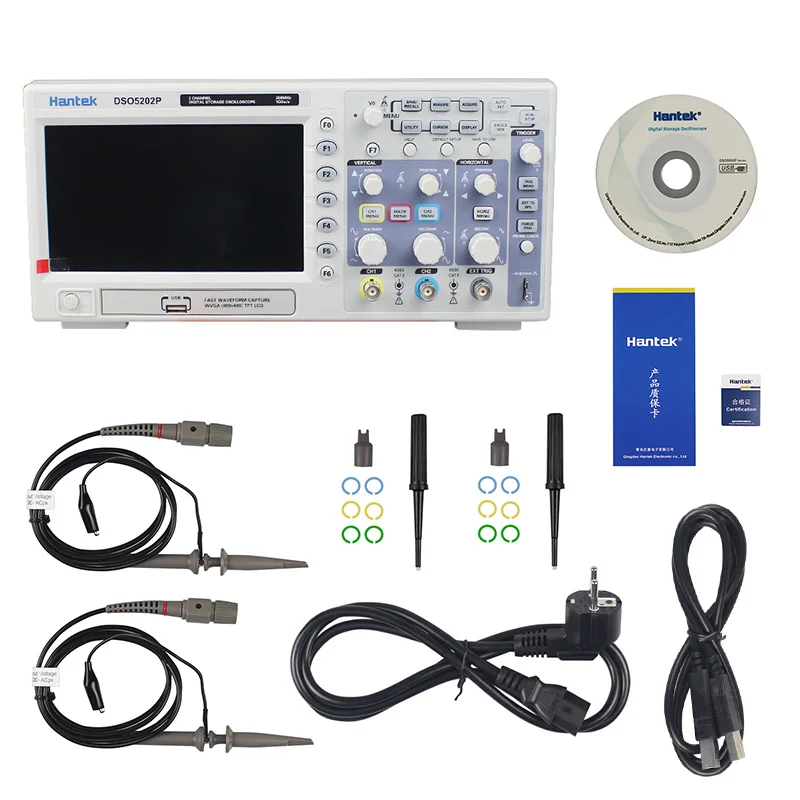 Цифровой осциллограф Hantek DSO5202P/5102P 200 МГц 2 канала 1 Гвыб/с 7 дюймов TFT ЖК дисплей