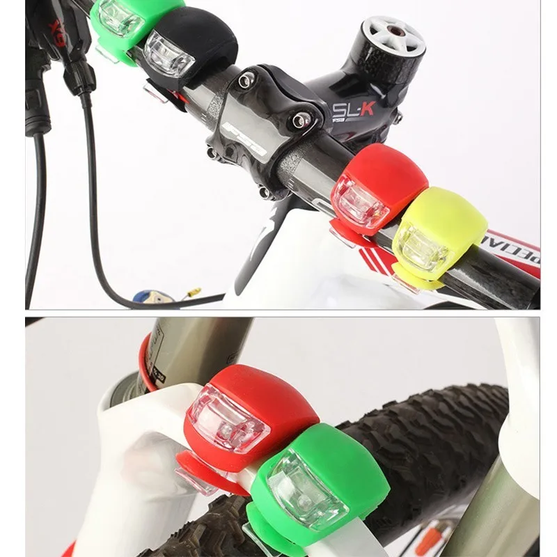 1pc Bicycle Silicone Led Light Head Front Rear Wheel LED Flash Safety Light Lamp 9 Colors With Battery flashlight for bicycle