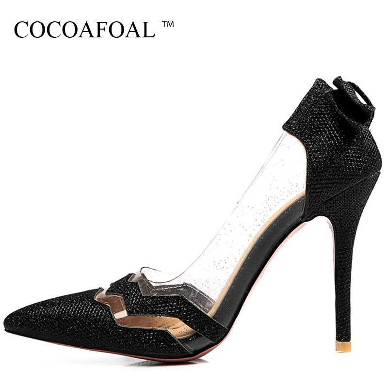 

COCOAFOAL Women Transparent Heels Shoes Sexy Pole Dance Shoes Golden Silver Pointed Toe Extreme High Heels Shoes Calzado Mujer