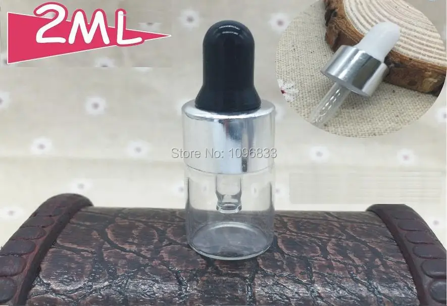

2CC Pipette Dropper Vials, Glass Bottle with Rubber Dropper, 2ML Essential Oil bottle, Cosmetic Glass Bottles, 100pcs/Lot