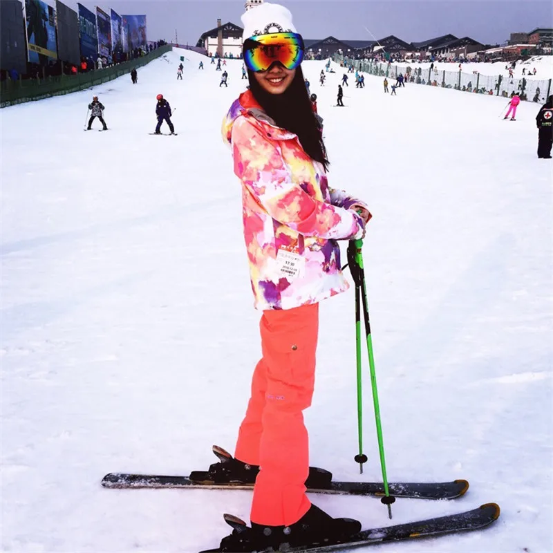 GSOU Снежный женский лыжный костюм s Открытый одноплатный двухбортный ветрозащитный водонепроницаемый штурмовая хлопковая одежда женский лыжный костюм