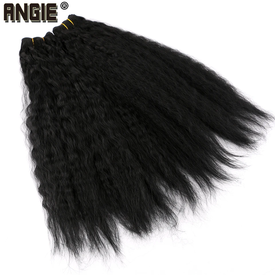 Angie Kinky Straight Synthetic Hair Bundles Sewing Black Synthetic