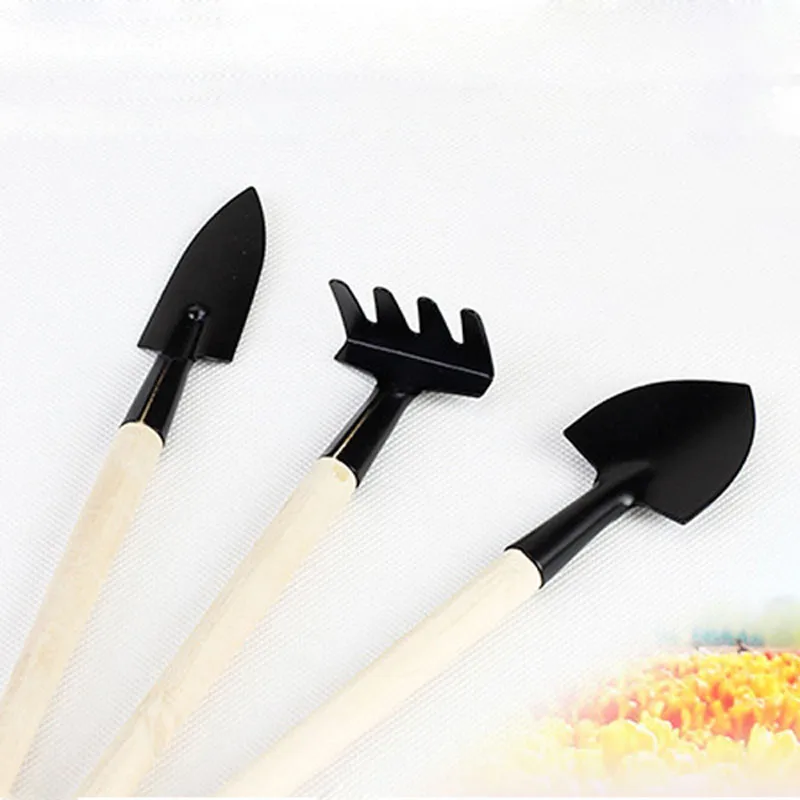 3pcs-1Set-New-Arrival-Mini-Garden-Tools-Small-Shovel-Rake-Spade-Wood-Handle-Metal-Head-Garden