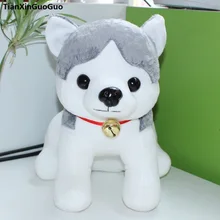 stuffed toy cartoon squatting dog cute husky plush toy large 44cm gray husky soft doll throw pillow birthday gift s0477