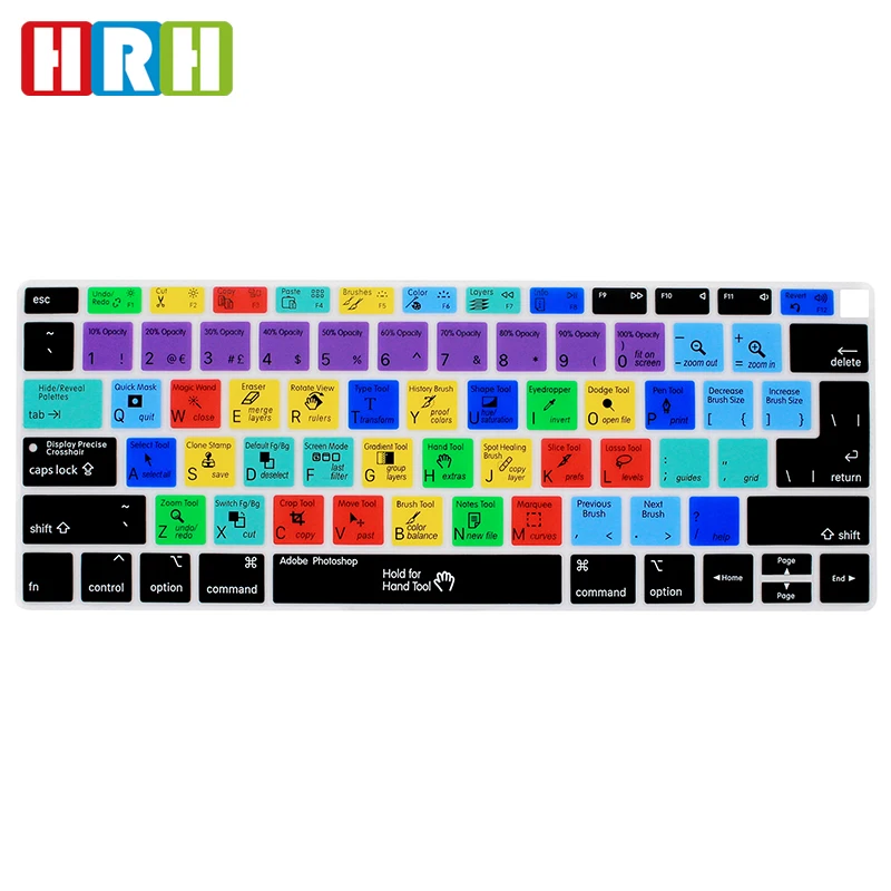 

For Adobe Photoshop PS Hotkey Silicone Keyboard Cover Skin for MacBook Newest Air 13" 2018 Release A1932 with Retina Display