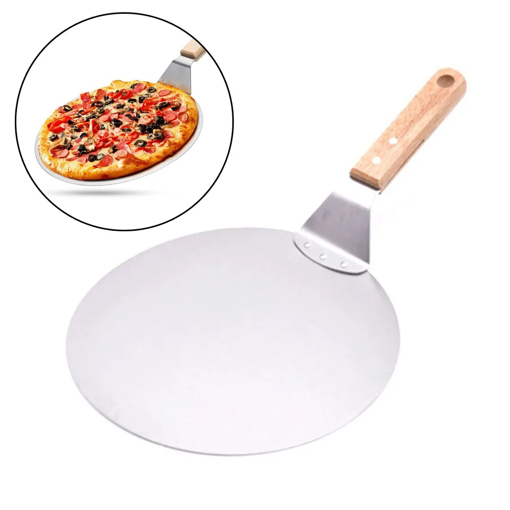 

Stainless Steel Pizza Peel Shovel with Wooden Handle Cake Shovel Baking Tools Cheese Pizza Shovels RT99