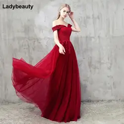 Ladybeauty 2018 Новая коллекция Для женщин Бисер Длинные вечерние платья Элегантный Кружева Лодка шеи Банкетная пикантная официальная Вечеринка