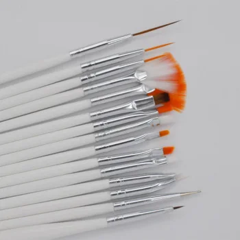 15 Pcs Nail Art Design Brush Set, UV Gel Set Painting Draw Pen White Handle Brush Tips Tool + Free Shipping