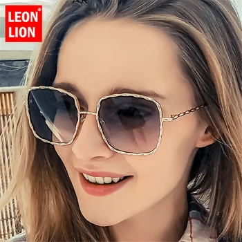 

LeonLion New Quare Sunglasses Women Luxury Brand Designer Glasses Shades for Women Vintage Metal Gafas De Sol Mujer UV400