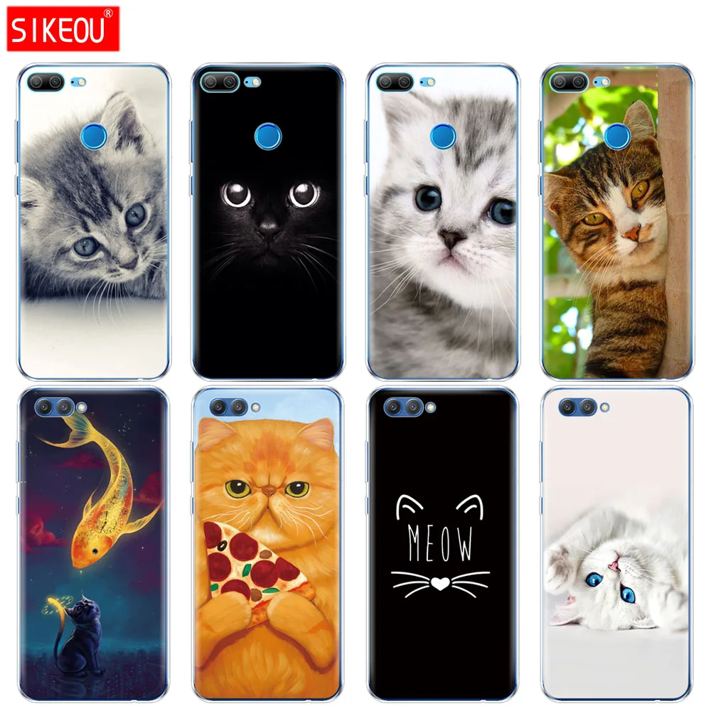 

Silicone Cover phone Case for Huawei Honor 10 V10 3c 4C 5c 5x 4A 6A 6C pro 6X 7X 6 7 8 9 LITE cat kitty blue eyes cute animal
