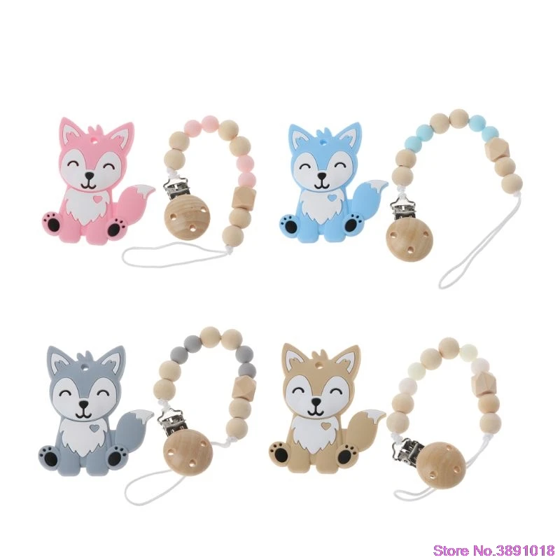 

1PC Silicone Teether Beads Pacifier Chain Clip Baby Teething Ring Babies Pacifier Clips With Holder