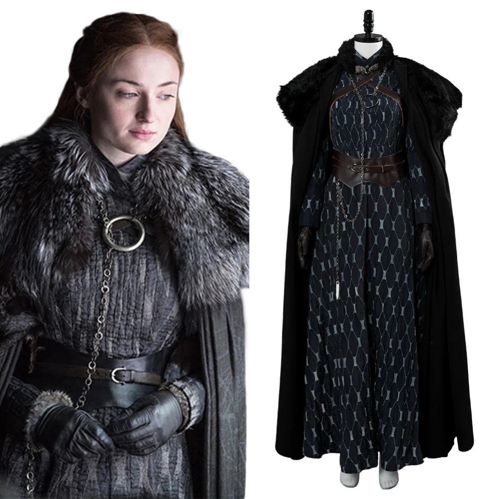 

Game of Thrones Cosplay Sansa Stark Costume Outfit Cloak Women Men Custom made Halloween Party Cosplay Dress