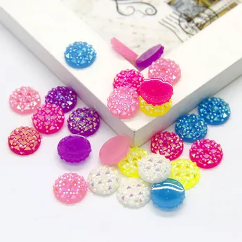 

New 40pcs 12mm Mixed AB Color Round Babysbreath Flatback Kawaii Resin Cabochon DIY Craft Wedding Decoration Embellishment