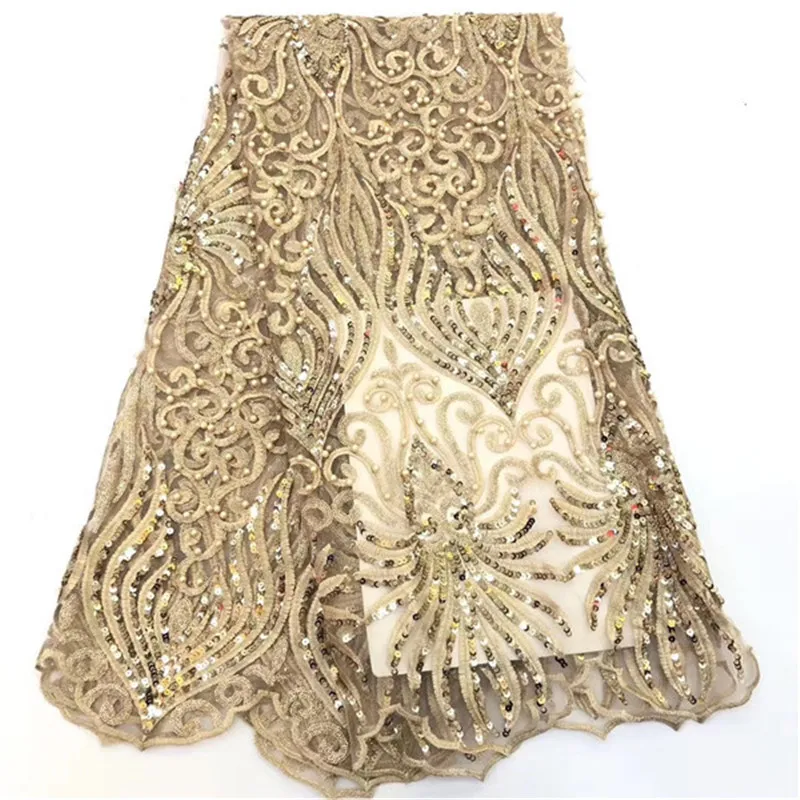 Высококачественная африканская кружевная ткань с золотыми блестками Tissu индийское свадебное платье ткань ФРАНЦУЗСКИЙ бисер сетка, фатин, кружева материал