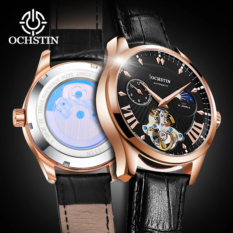 

OCHSTIN Top Brand Men Watch Automatic Mechanical Watch Tourbillon Fashion Luxury Business Leather Wristwatch Relogio Masculino