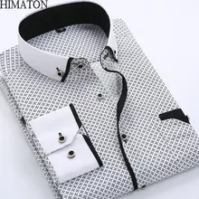 Himaton Мужская рубашка с длинным рукавом мужская деловая умная Повседневная рубашка мягкая удобная облегающая стильная брендовая мужская одежда рубашка