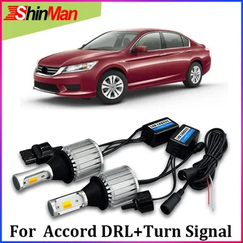 

ShinMan White +Amber PY21W bau15s 1156 Led Bulbs Drl daytime Running Light Turn Signal light For Honda Accord 2000-2017