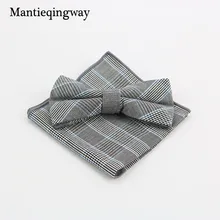 Mantieqingway полосатый галстук-бабочка и носовой платок хлопковый набор красочные свадебные карманные квадратные и галстуки для мужчин костюмы Галстук Набор